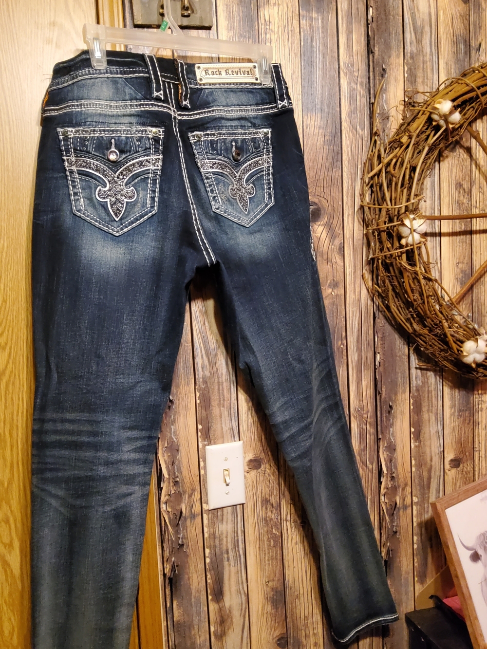 Rock Revival Women's Dark Indigo Skinny Jeans with Embroidered Back Pockets